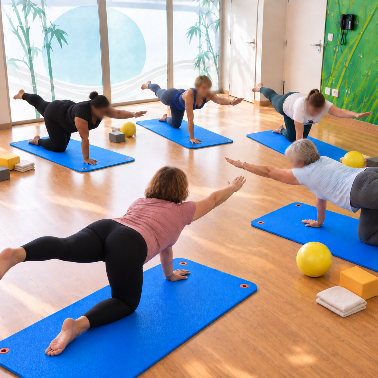 Cours de Pilates à Beaufays près de Liège – exercice du Pointer pour travailler équilibre, stabilité et renforcement du tronc
